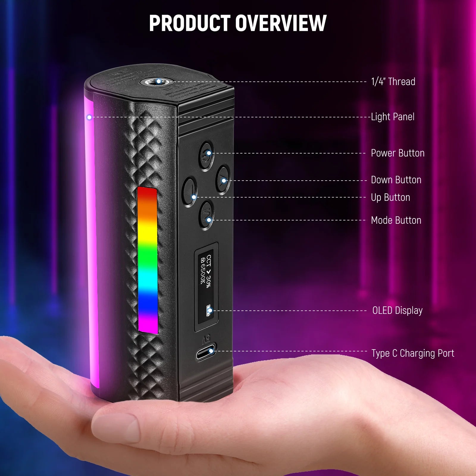Neewer TL97C App LED Light Wand