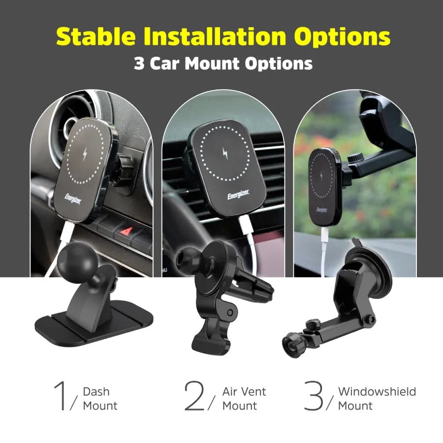 Energizer 15W Magnetic Wireless Car Charger for Phones - Techty
