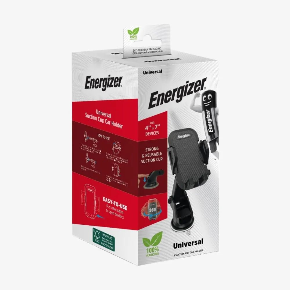 Energizer Universal Car Phone Holder Suction Mount 360° Tilt - Techty