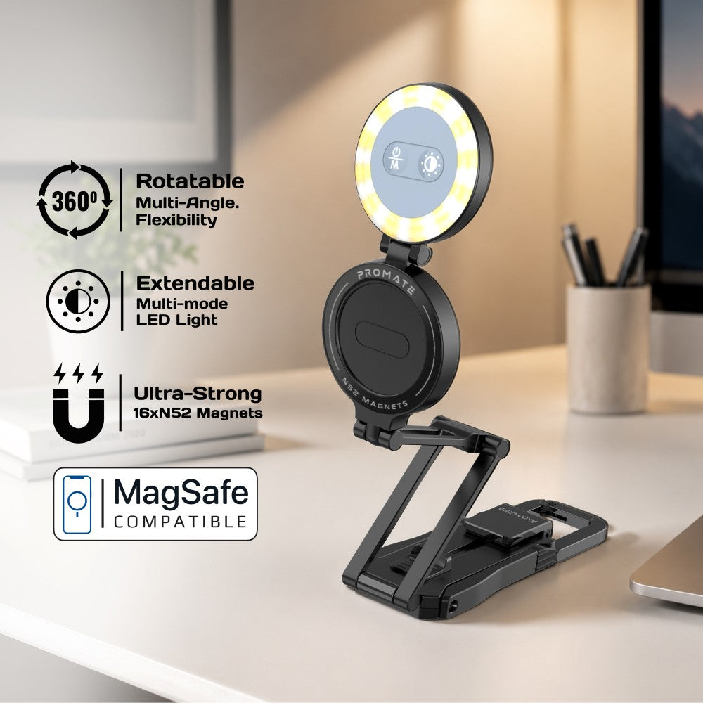 Promate Axon-Ultra Magnetic Smartphone Mount with LED Light
