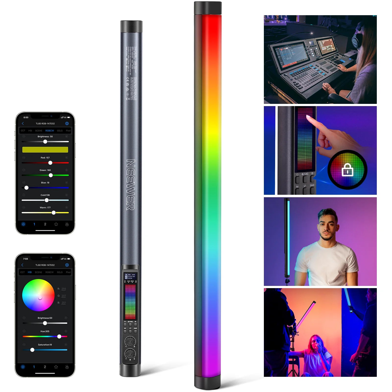 Neewer TL60 App RGB LED Tube Light