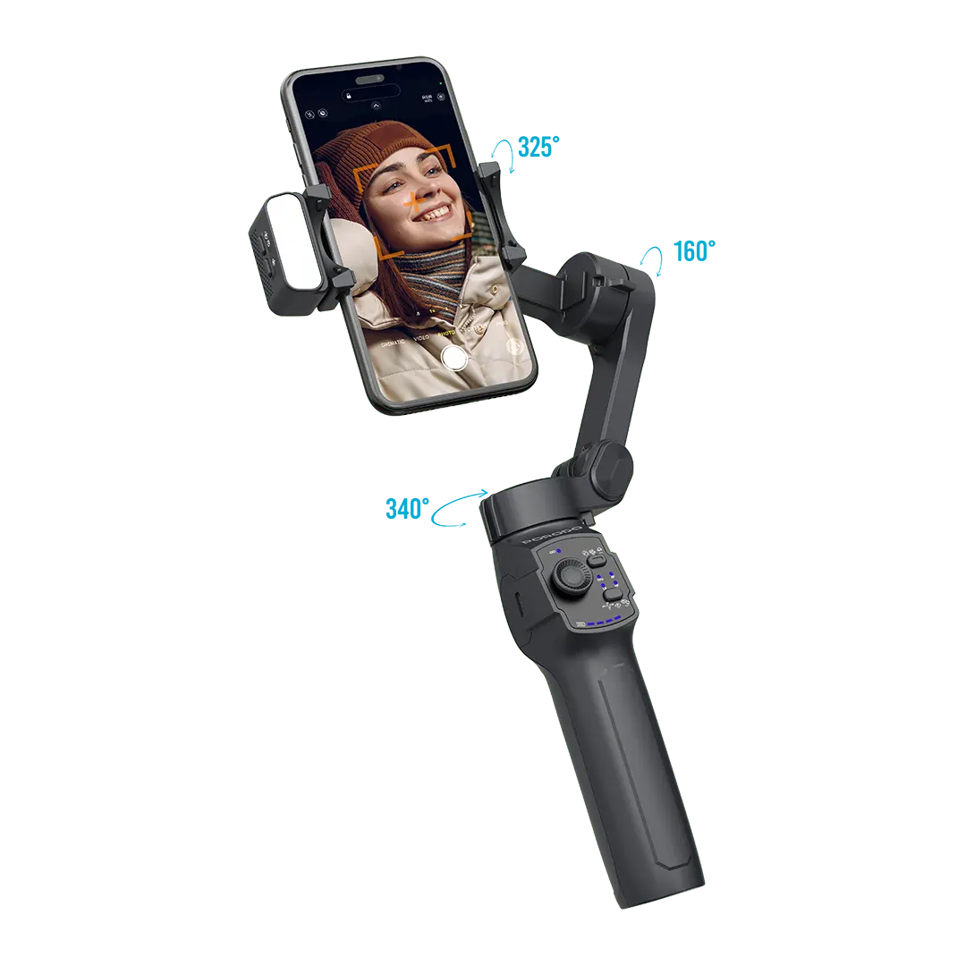 Porodo 3-Axis AI Tracker and Light Gimbal Stabilizer