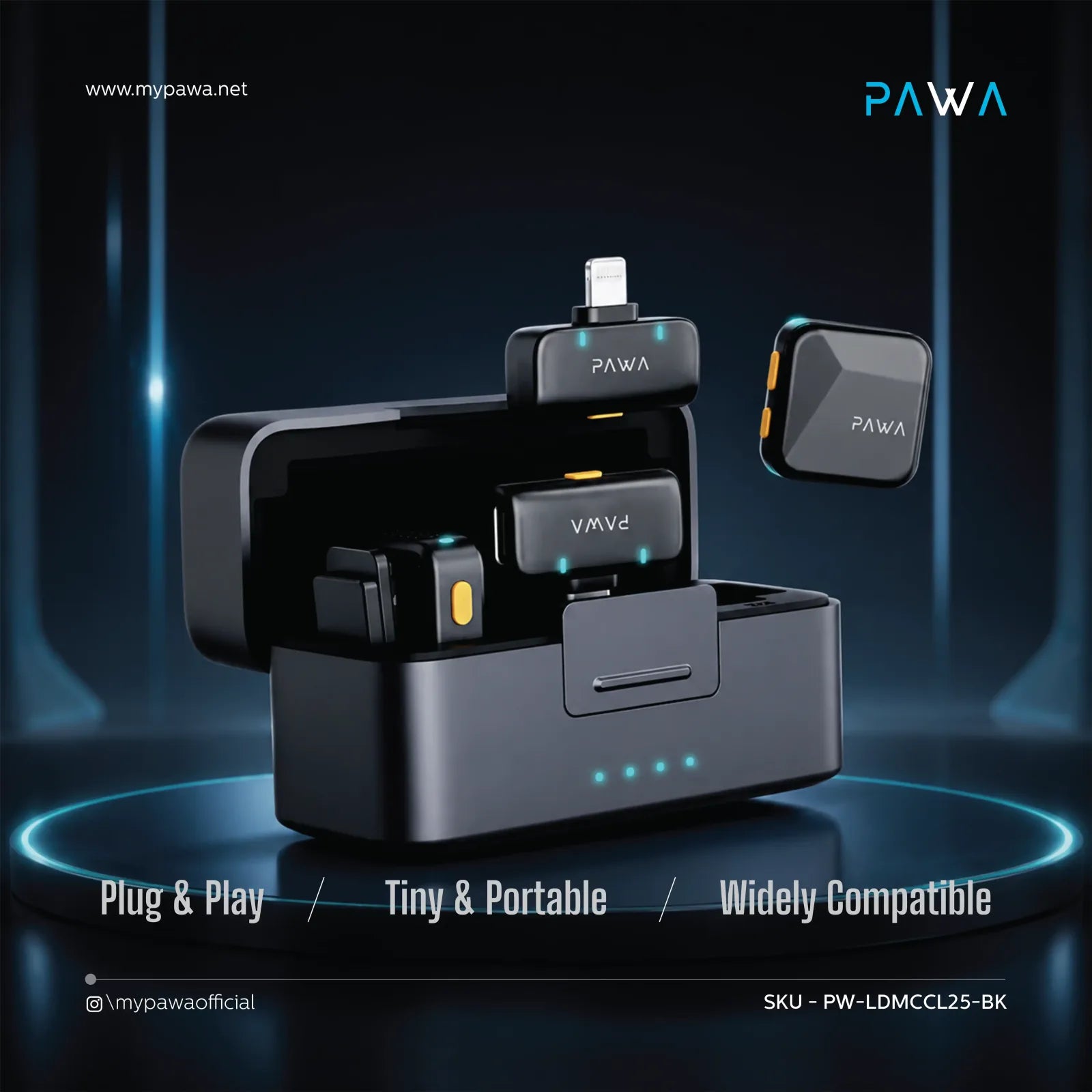 Pawa VlogDot Duo Wireless Microphone with AI Noise Reduction Type-C + Lightning