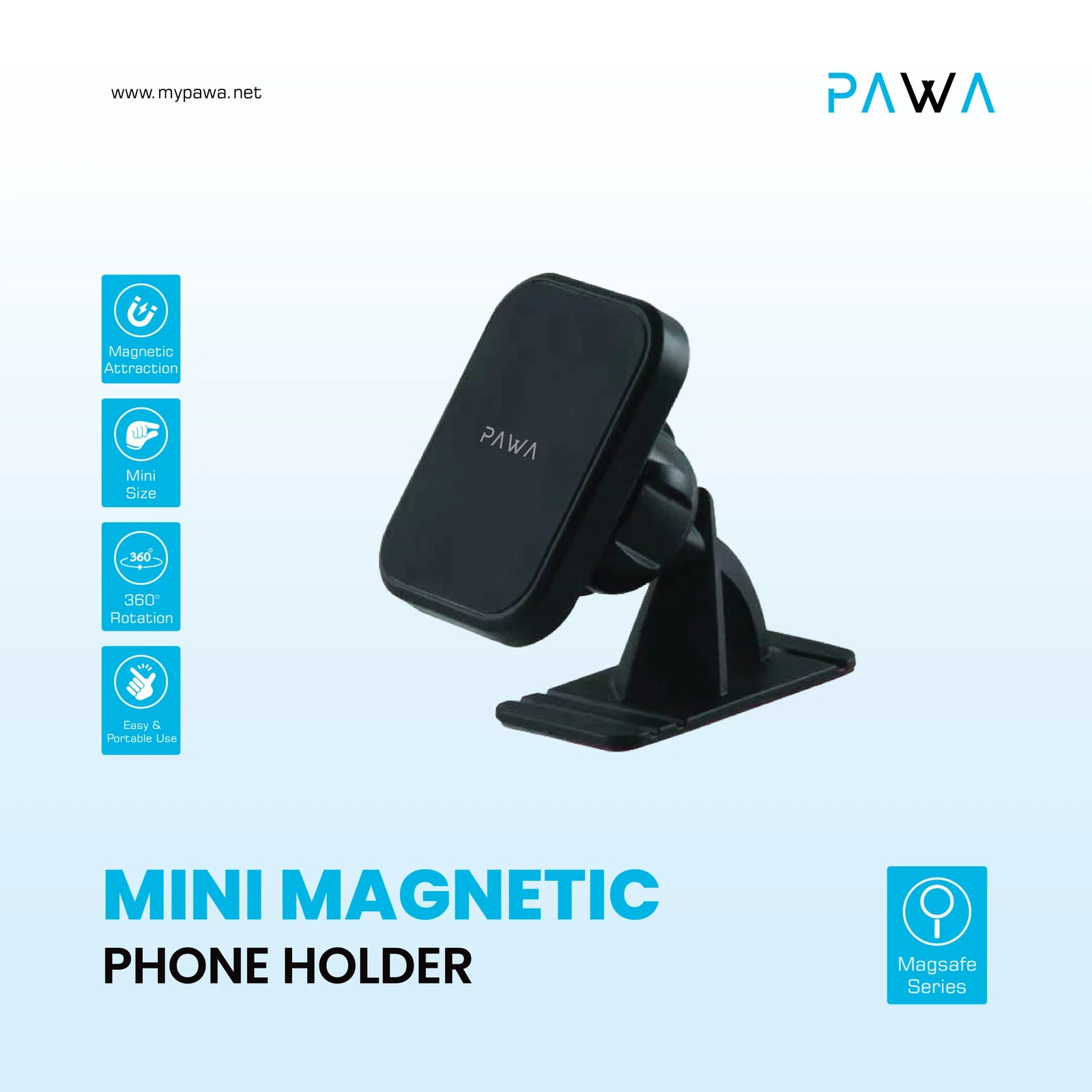 Pawa PW-SCRMNT11-BK Mini Magnetic Phone Holder