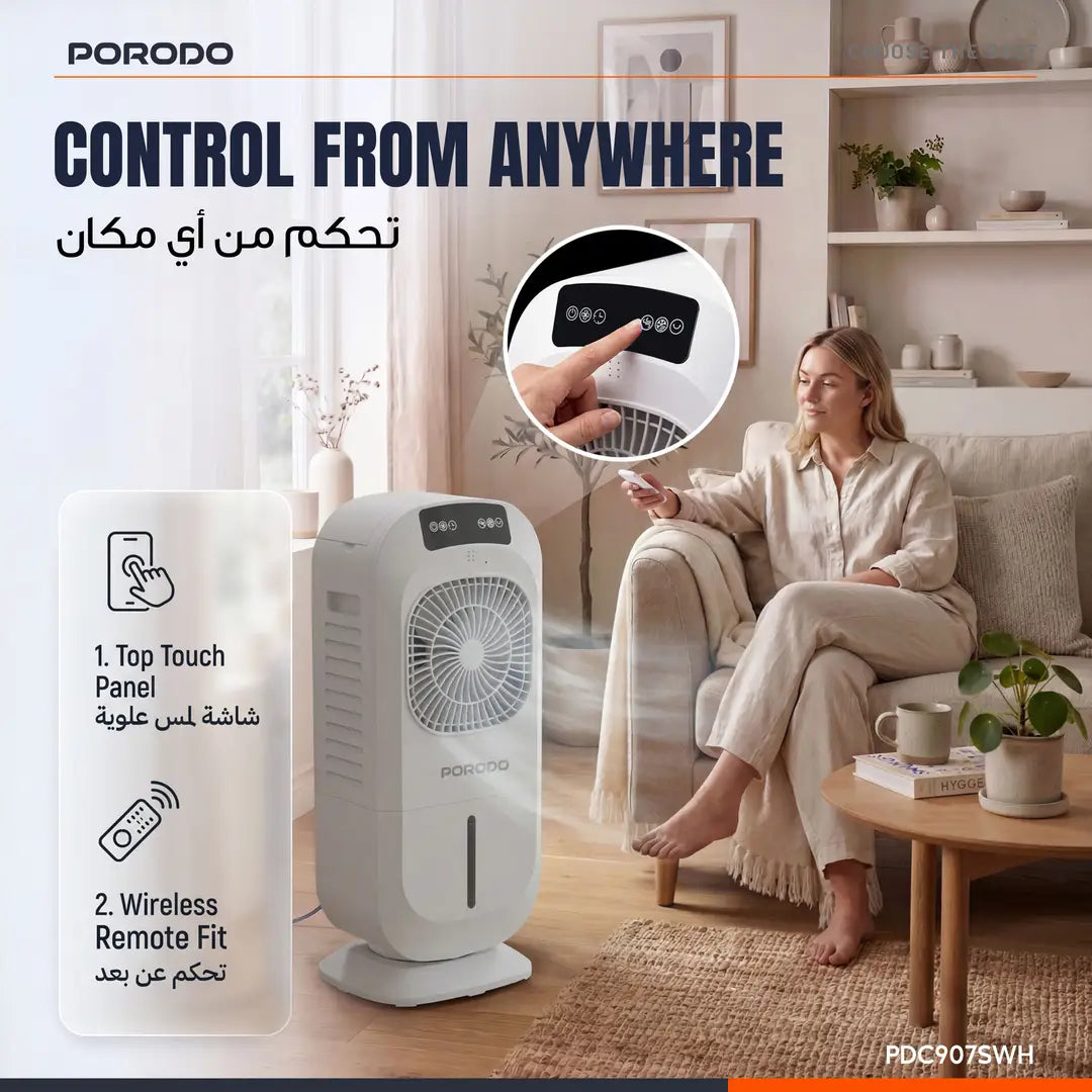 Porodo PDC907S Chillo Max 5L Digital Air Cooler with Remote