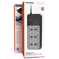 Porodo PDFWCH099 / PDFWCH100 3000W Universal Power Strip with 6 USB Ports UK