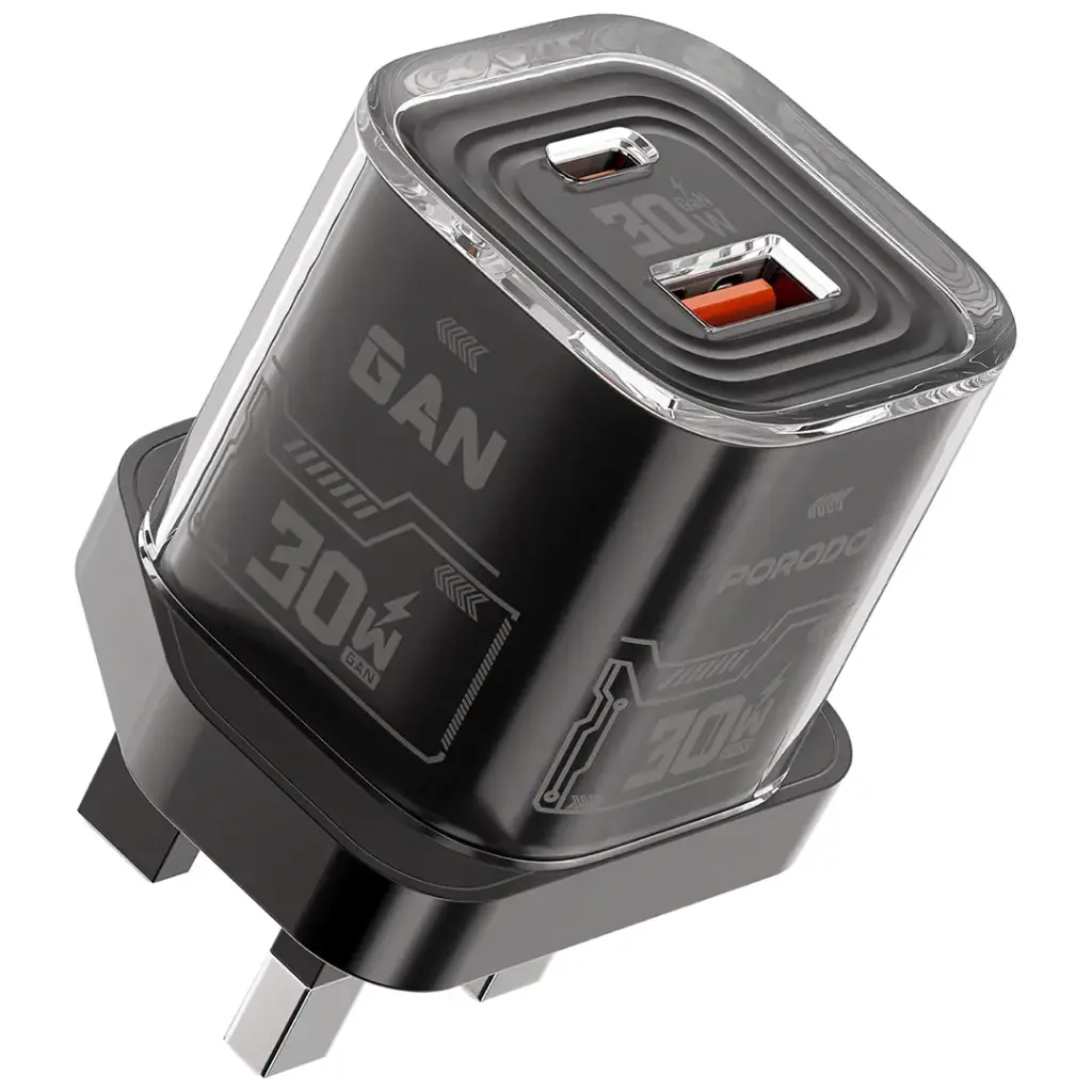 Porodo PDFWCH101 Tezclarte 30W GaN Dual-Port Wall Charger