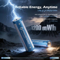Powerology AAA 2-Pack USB-C Rechargeable Batteries