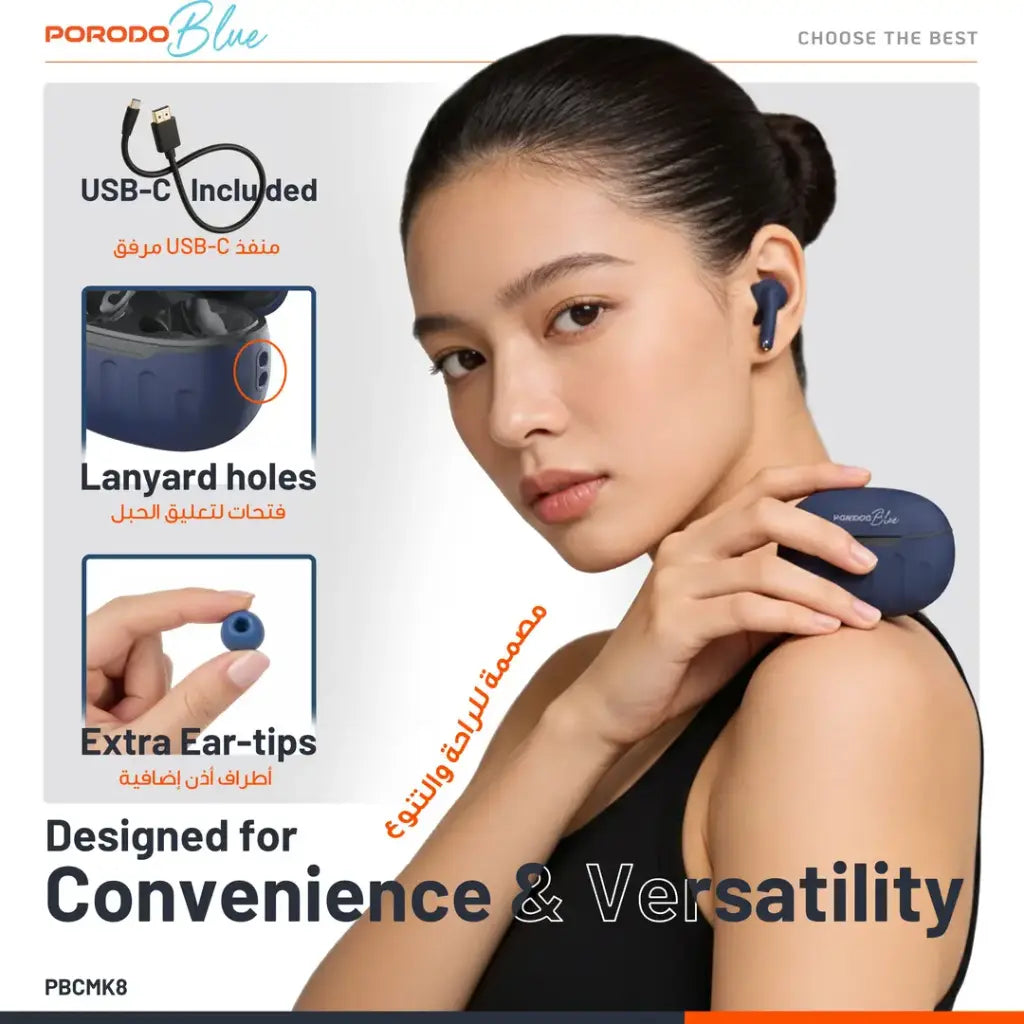 Porodo Blue PBCMK8 Sonica TWS Wireless Earbuds