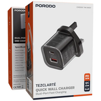 Porodo PDFWCH101 Tezclarte 30W GaN Dual-Port Wall Charger