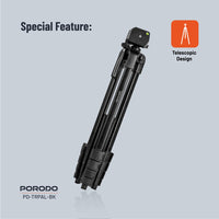 Porodo PD-TRPAL Professional Aluminum Gimbal Tripod 171cm