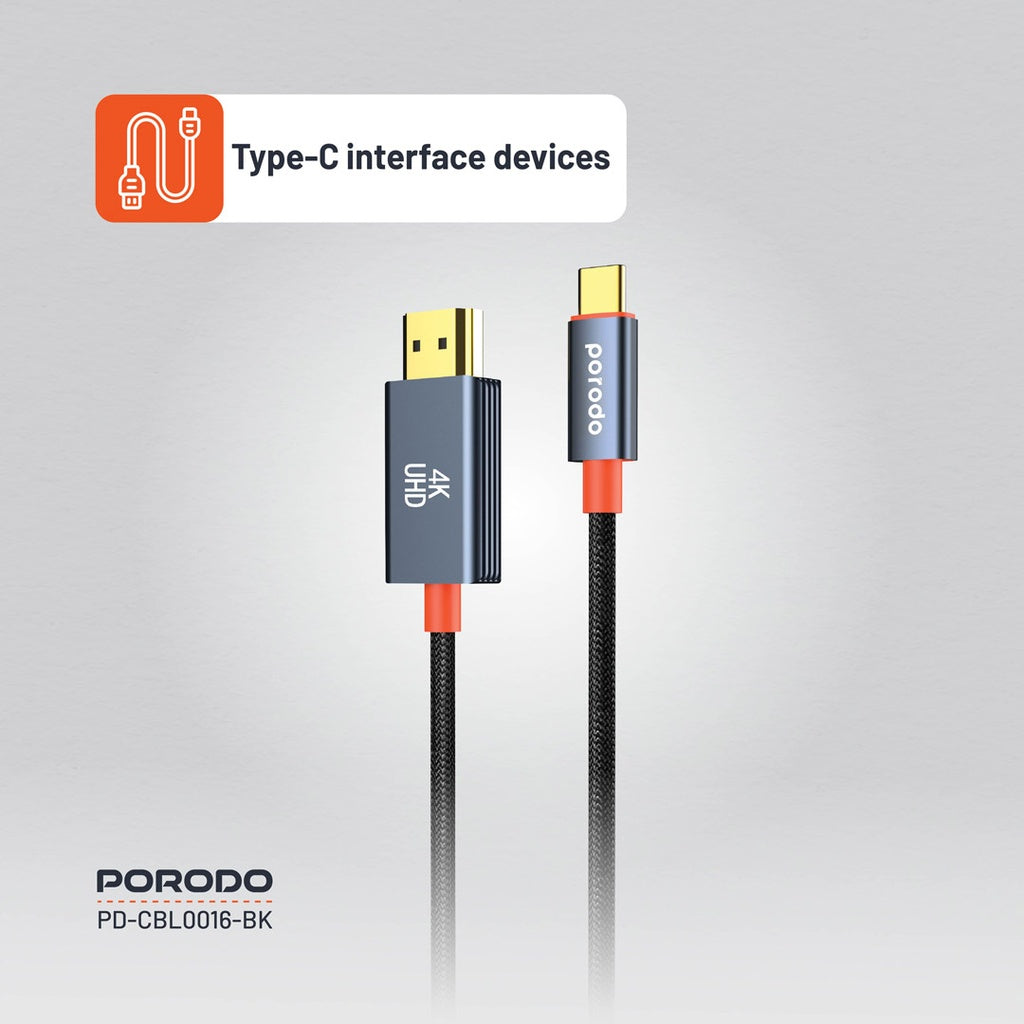 Porodo PD-CBL0016 / PD-CBL0017 Woven HDMI Cable 2m