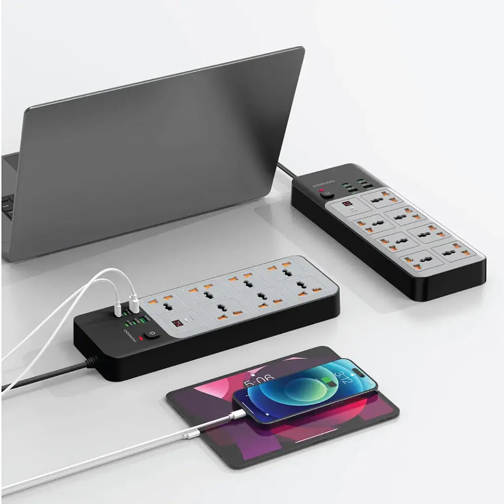 Porodo PDFWCH099 / PDFWCH100 3000W Universal Power Strip with 6 USB Ports UK