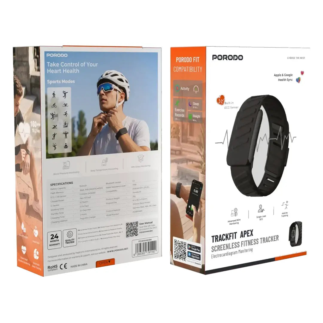 Porodo PDSB1066H TrackFit Apex Screenless Fitness Tracker with ECG