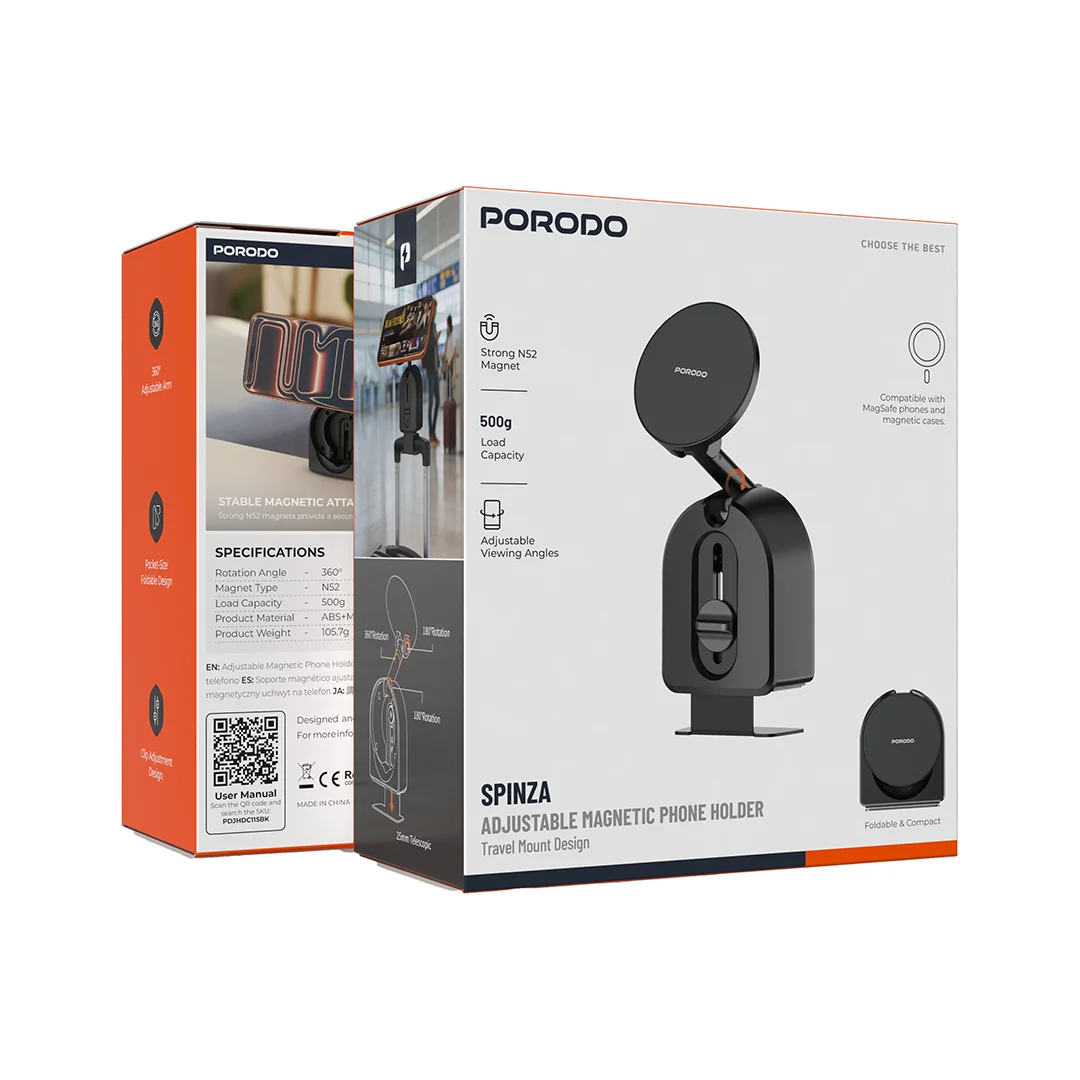 Porodo PDJHDC115 Spinza 360° Foldable Magnetic Phone Holder