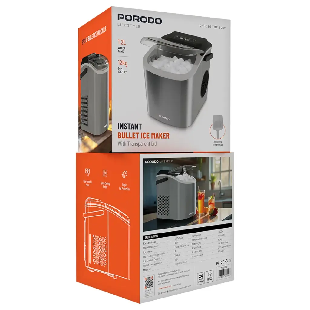 Porodo Lifestyle PDHZB12 Instant Bullet Ice Maker 1.2L