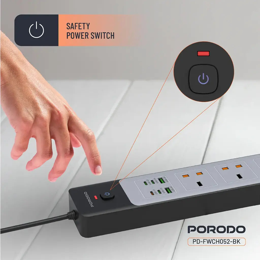 Porodo PD-FWCH052 3AC 45W Power Strip UK