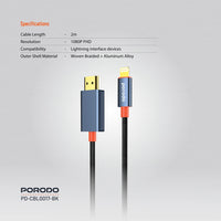 Porodo PD-CBL0016 / PD-CBL0017 Woven HDMI Cable 2m