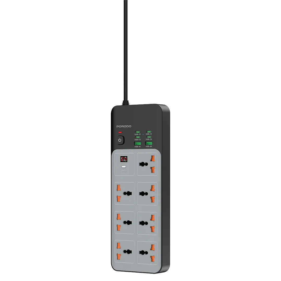 Porodo PDFWCH099 / PDFWCH100 3000W Universal Power Strip with 6 USB Ports UK