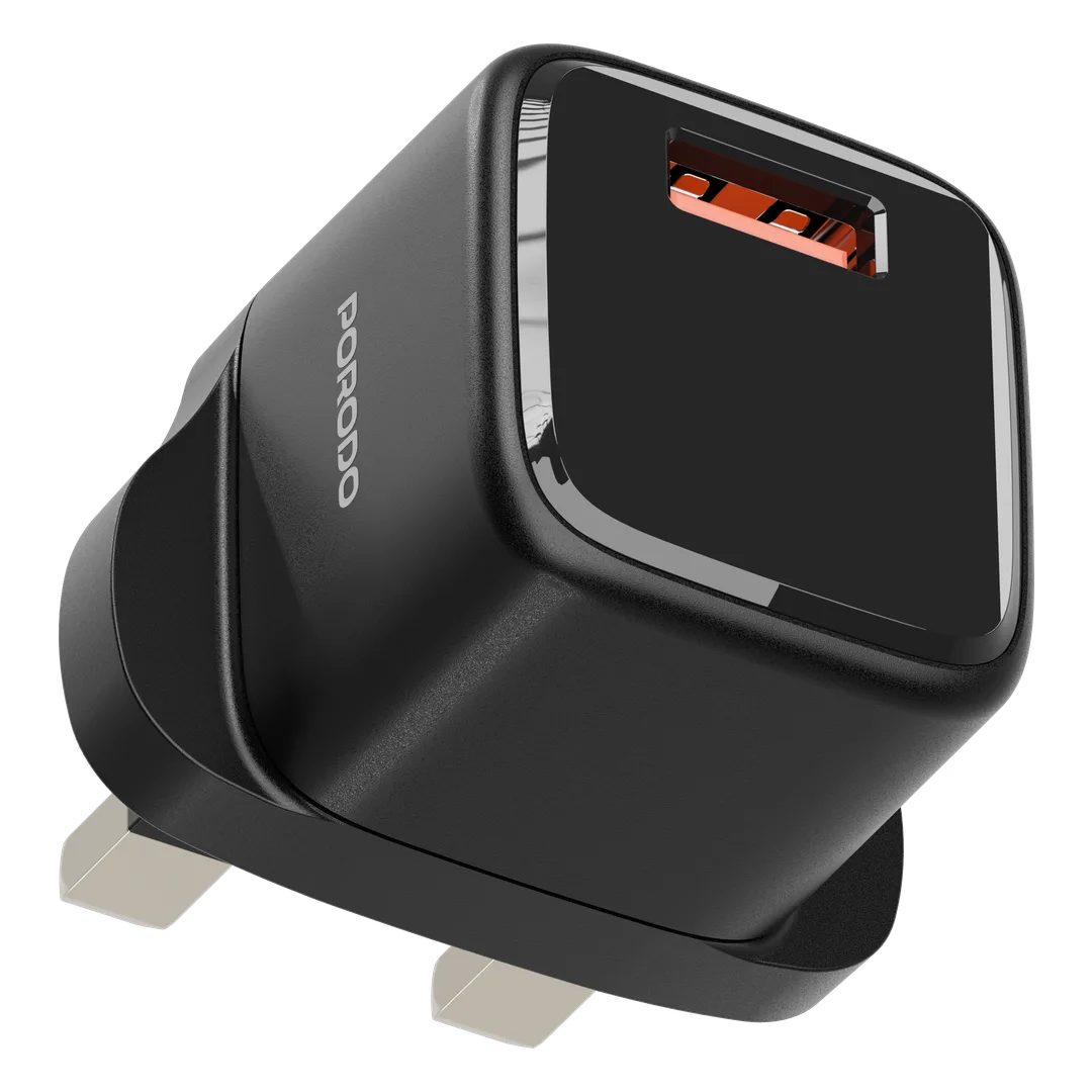Porodo PD802 Viktor Series 18W QC 3.0 USB-A Wall Charger UK
