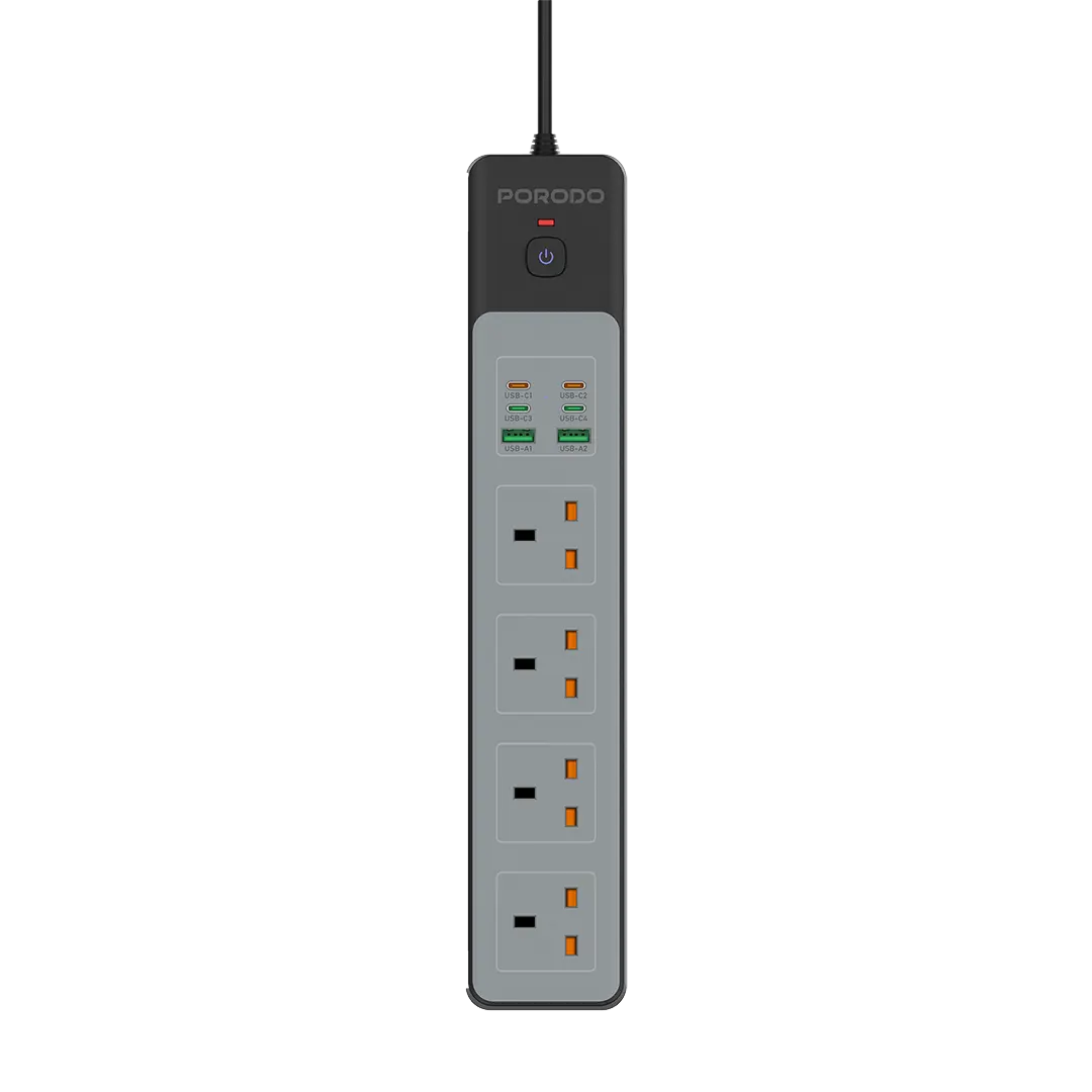 Porodo PD-FWCH045 4AC 65W 3000W Power Strip UK