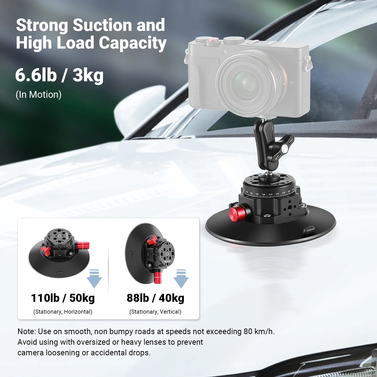 Neewer 6" Camera or Phone Suction Cup Mount