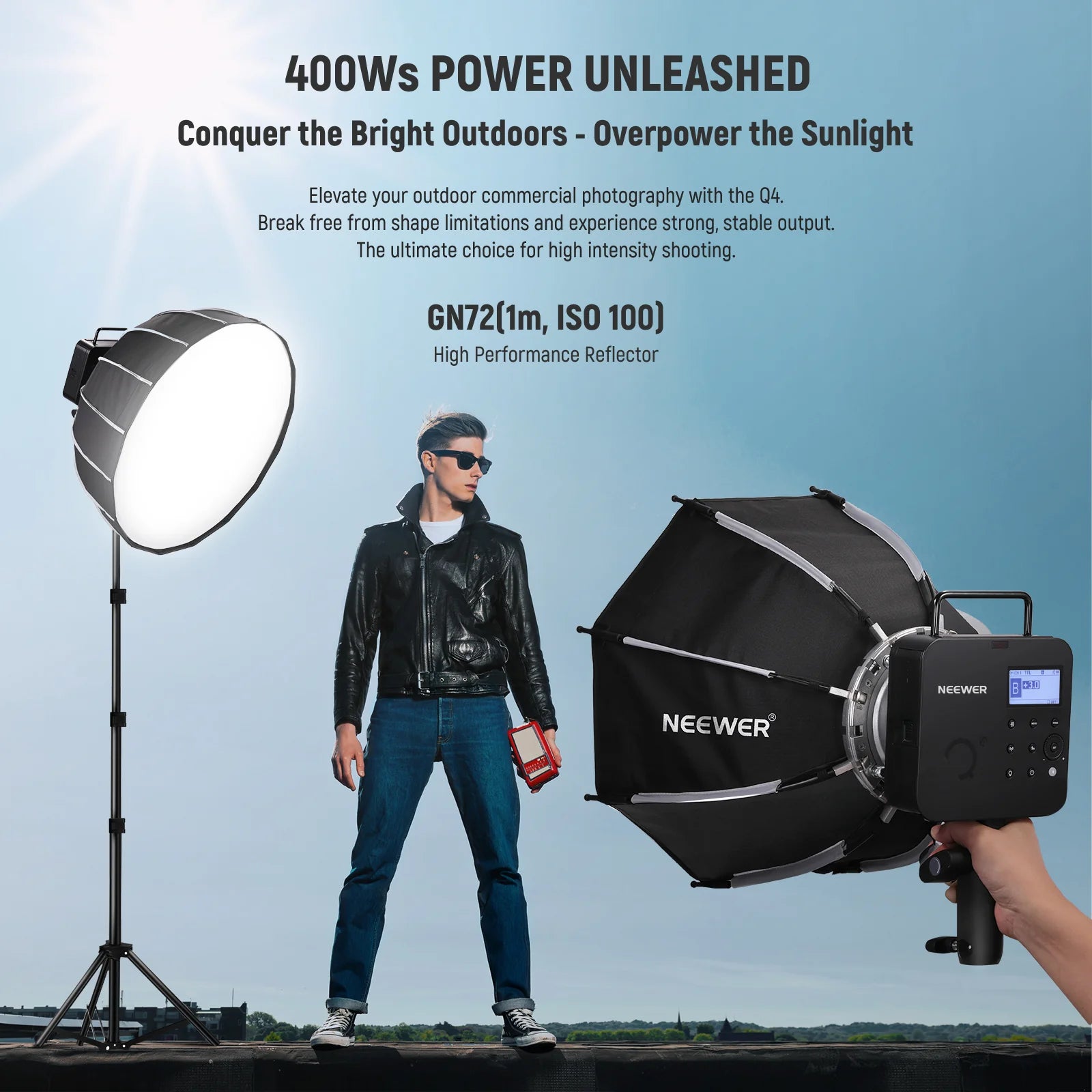 Neewer Q4 400W 2.4G TTL Flash with Battery