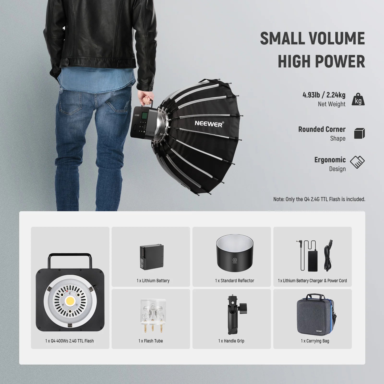 Neewer Q4 400W 2.4G TTL Flash with Battery
