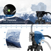 Neewer TP37 Adjustable Video Tripod with Fluid Head