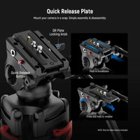 Neewer TP37 Adjustable Video Tripod with Fluid Head