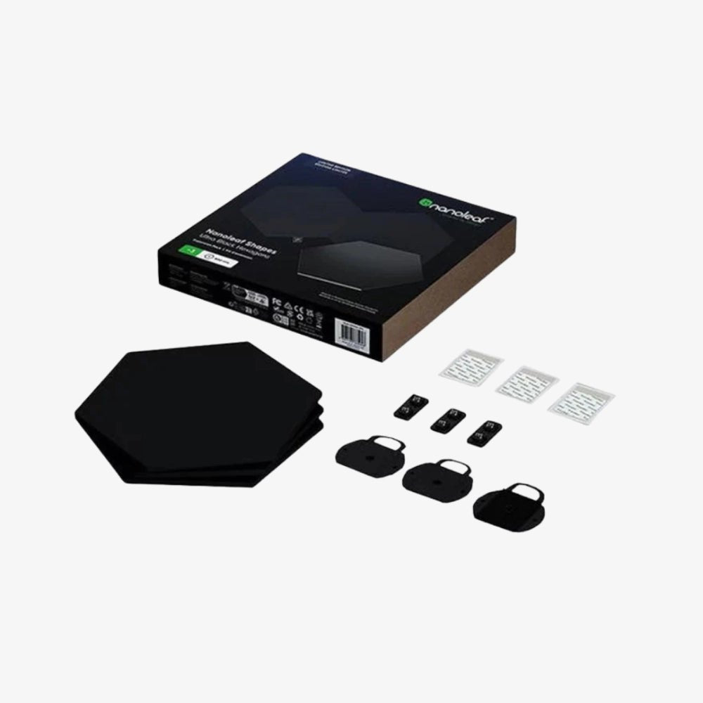 Nanoleaf Shapes Ultra Black Expansion Pack – Hexagons/Triangles (3 Panels) - Techty
