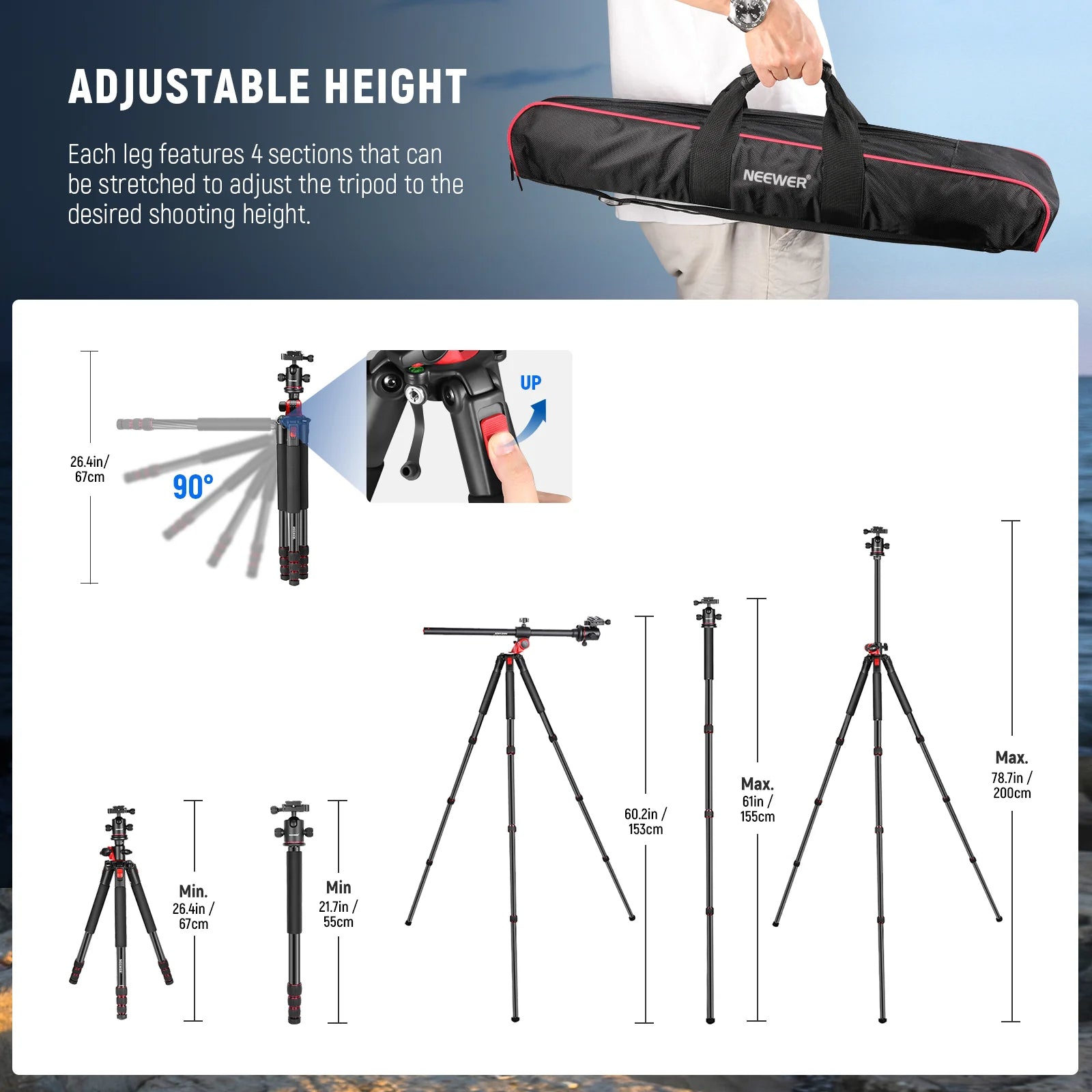 Neewer Multifunctional Aluminium Tripod with Monopod Option