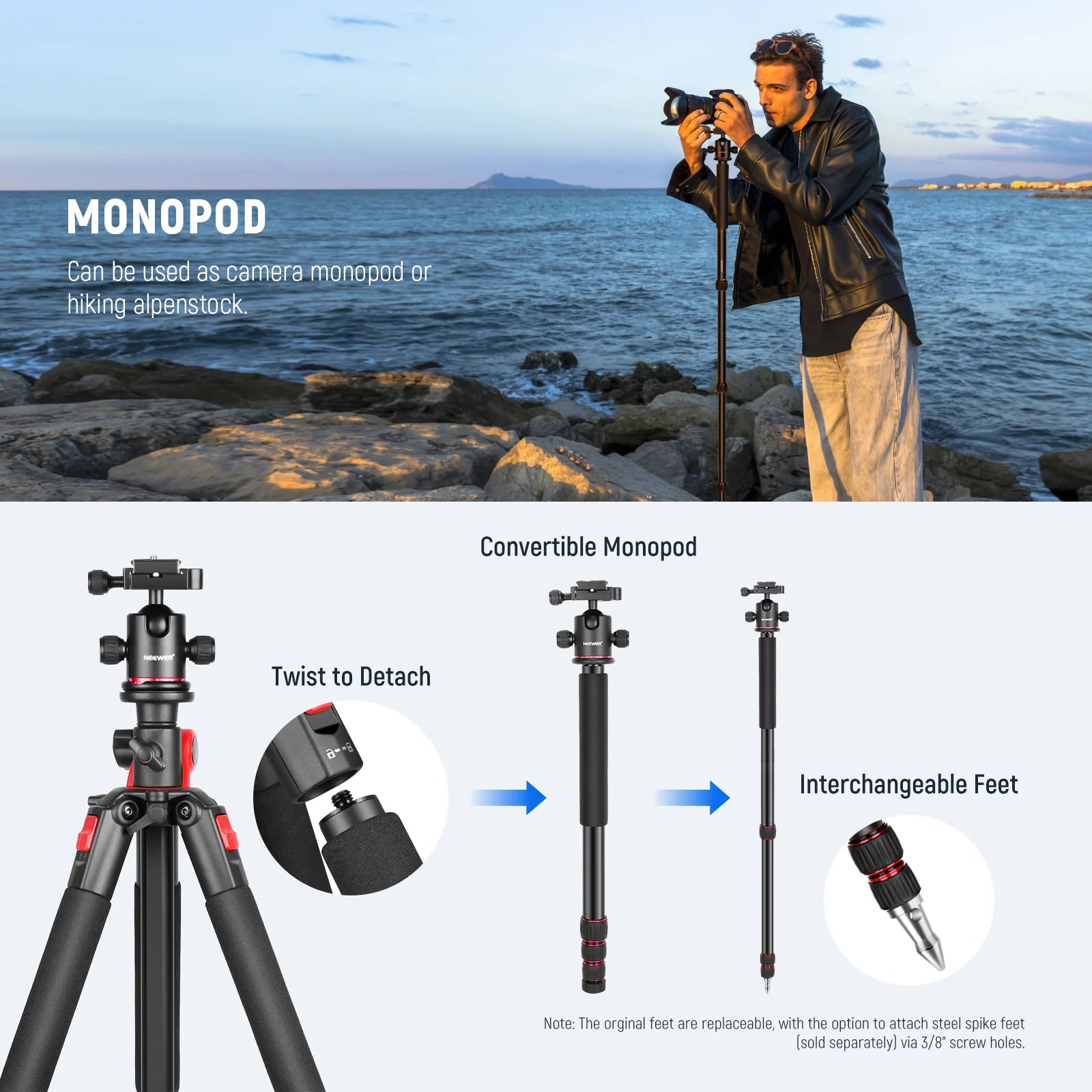 Neewer Multifunctional Aluminium Tripod with Monopod Option