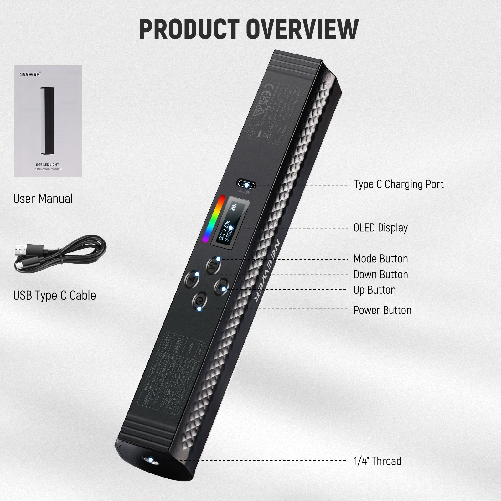 Neewer TL21C App RGB LED Light Wand