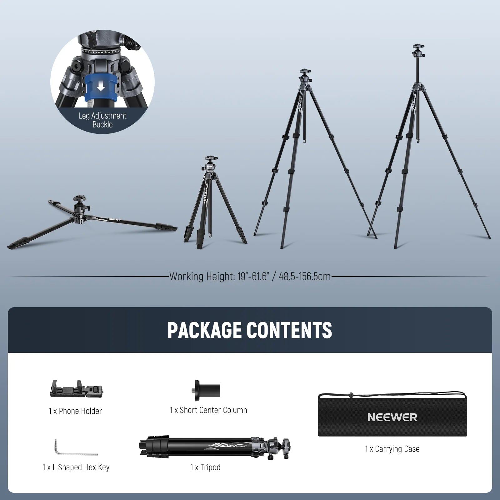 Neewer LT07 Aluminum Travel Tripod with Ball Head