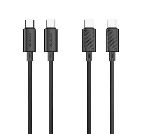 Porodo Blue USB-C To USB-C Cable Fast Charge & Data 1.2m/4ft-Black