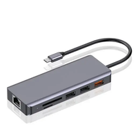Porodo 9in1 4K HDMI Ethernet USB-C Hub Grey