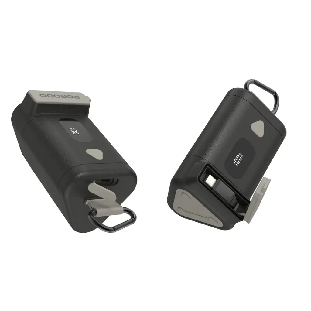 Porodo Power Bank 15000mAh with Type-C Retractable Cable PD 65W PB069-Black