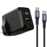 Porodo GaN 25W Dual-Port Wall Charger With Type-C To Type-C Cable-Black