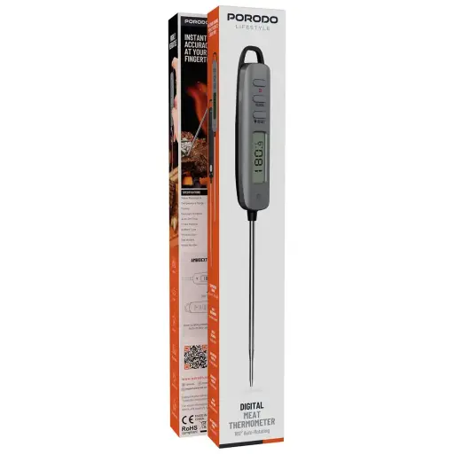 Porodo Lifestyle Digital Meat Thermometer with 180° Auto-Rotating-Silver