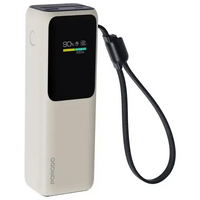 Porodo Smart Display 20000mAh Power Bank with Built-In Type-C Cable -Beige