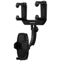 Porodo Mirror-Mounted Phone Holder Bracket with Extendable Arm -Black