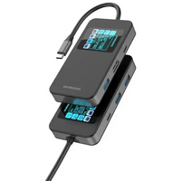 Porodo 6-In-1 Multi-Port USB-C Hub with Smart Digital Display -Gray