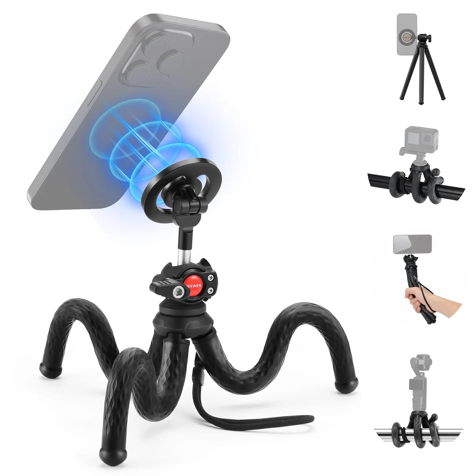 Neewer T30 Flexible Tripod with Magnetic Phone Holder