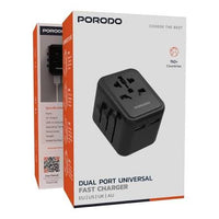 Porodo Universal Travel Adapter Dual USB-A 12W