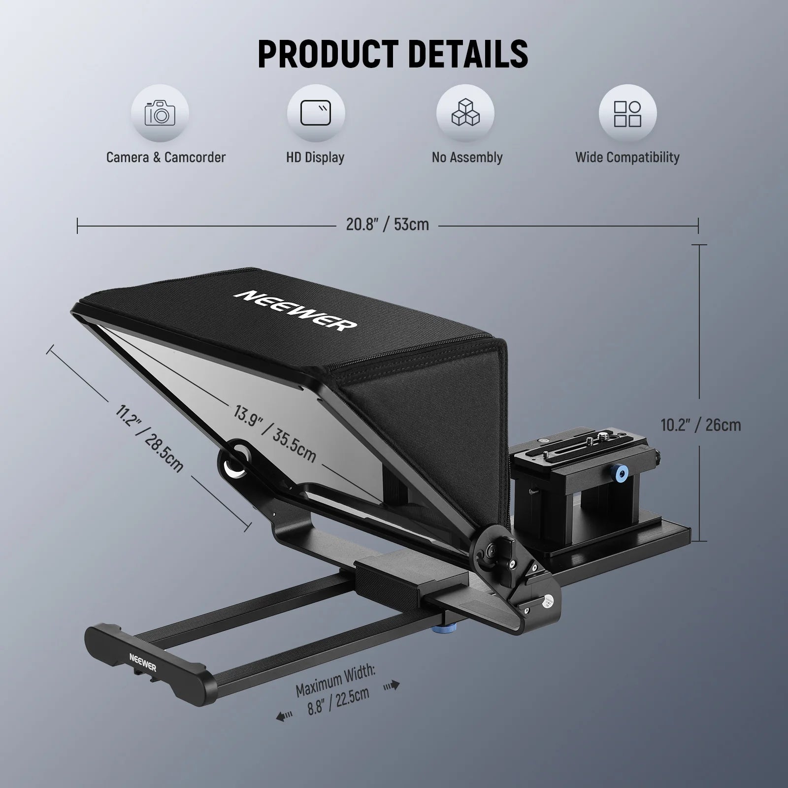 Neewer X14 III Aluminum Alloy Teleprompter with 501PL Quick Shoe Plate