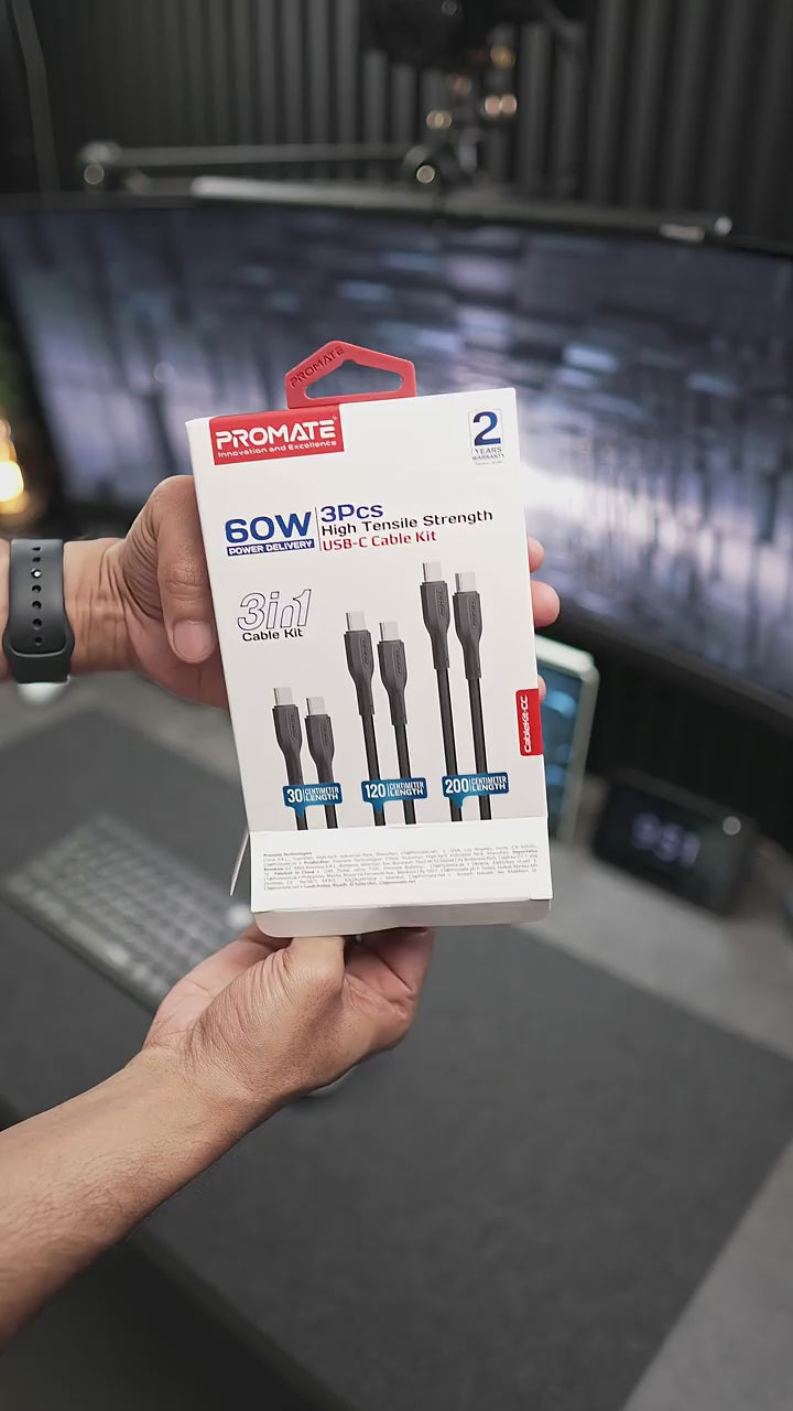 Promate CableKit Ci 27W 3 Piece Lightning Cable Kit