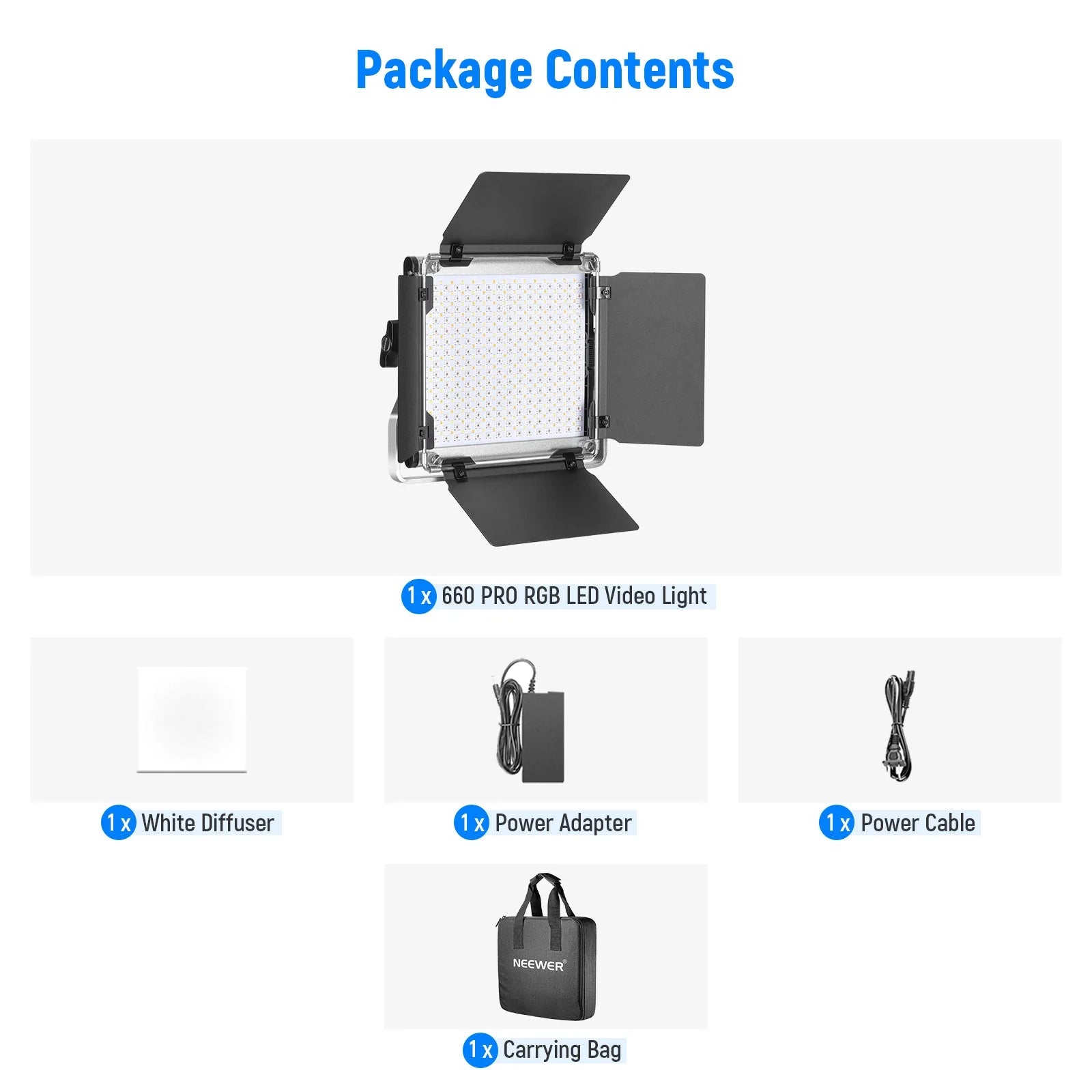 Neewer RGB660 Pro LED Video Light with Barndoor