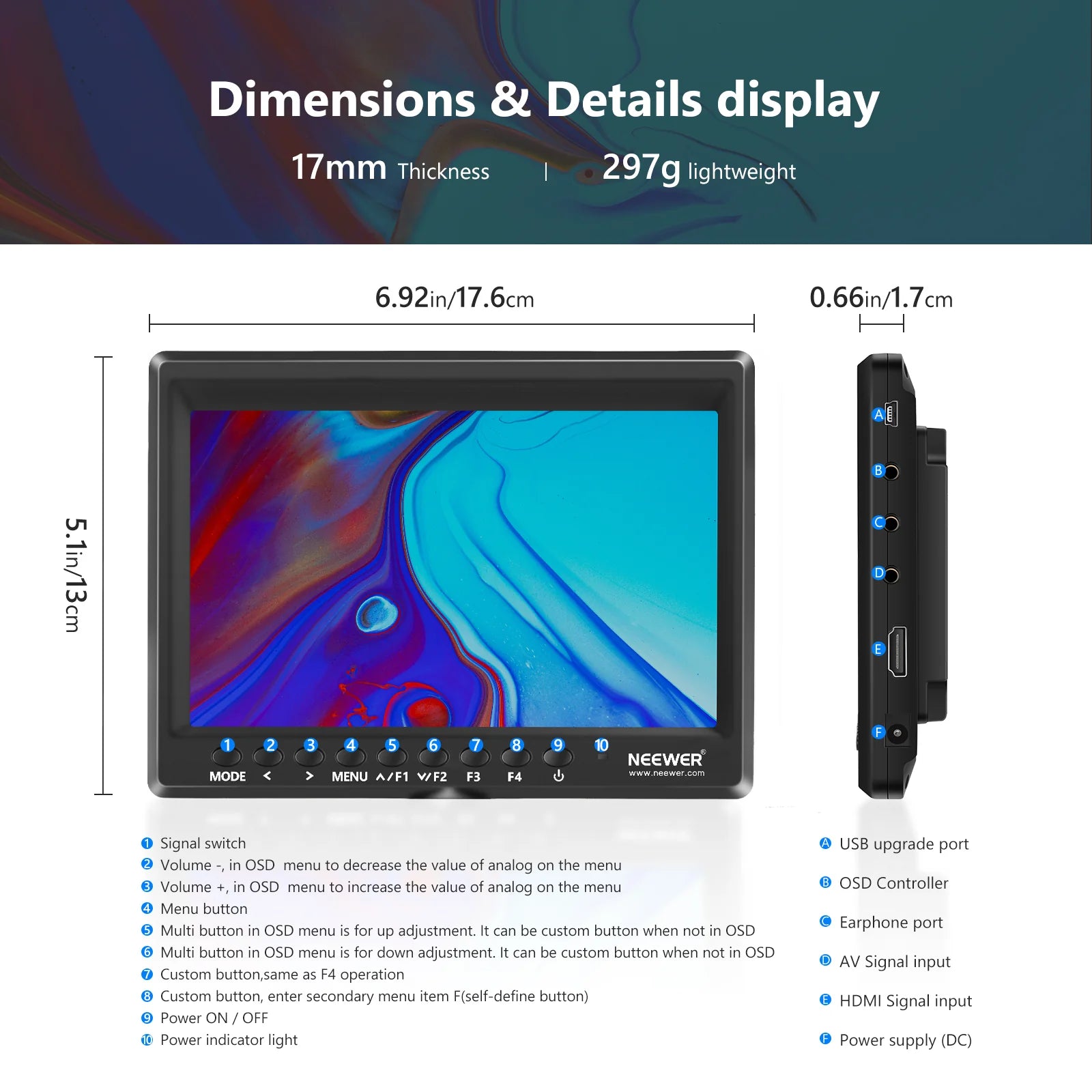 Neewer F100 Upgraded HD Field Camera Monitor