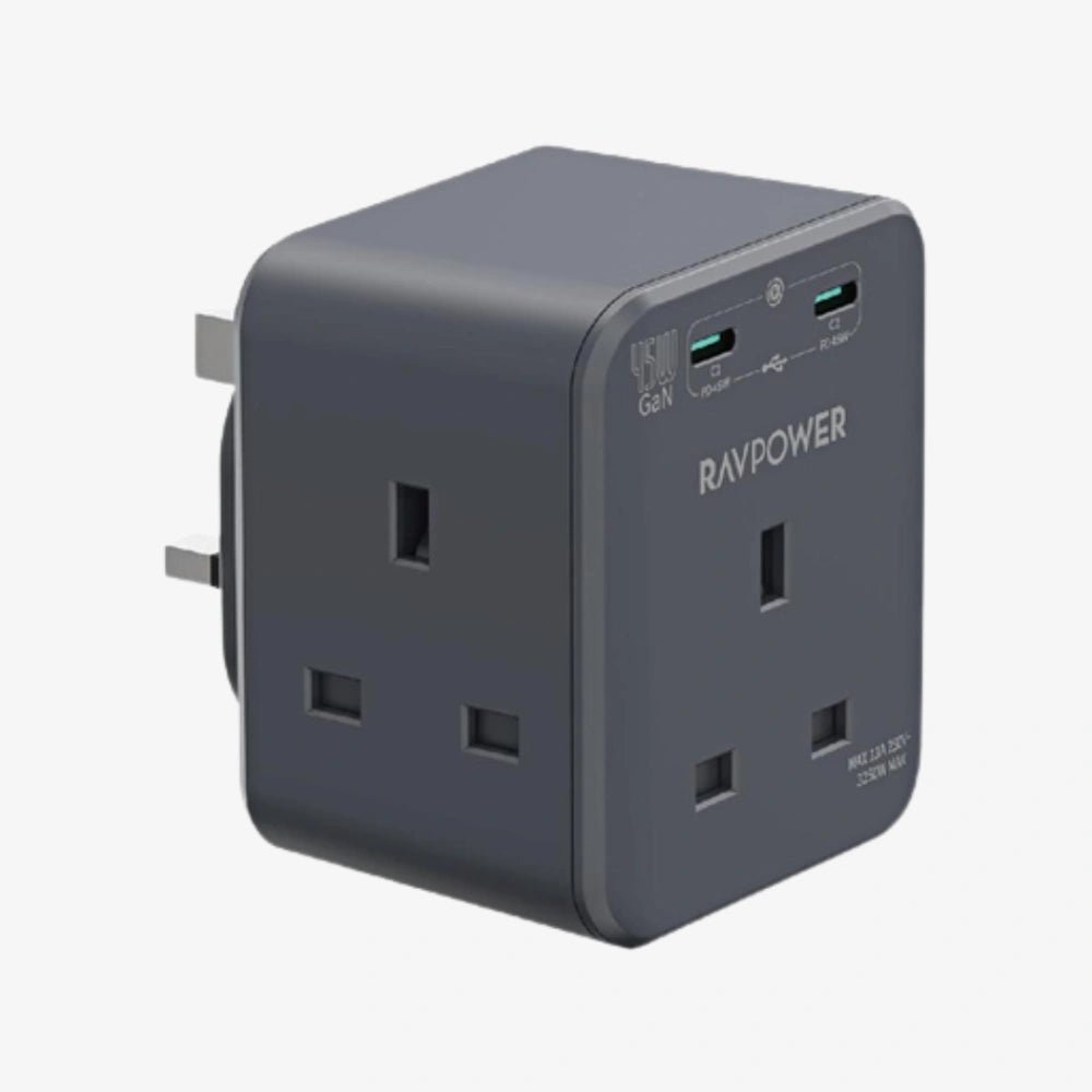 RAVPower GaN 45W Power Extender with 3 AC & 2 USB - C Ports - Techty